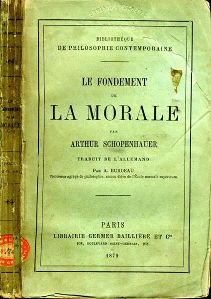 Le Fondement De la Morale - Arthur Schopenhauer - copertina