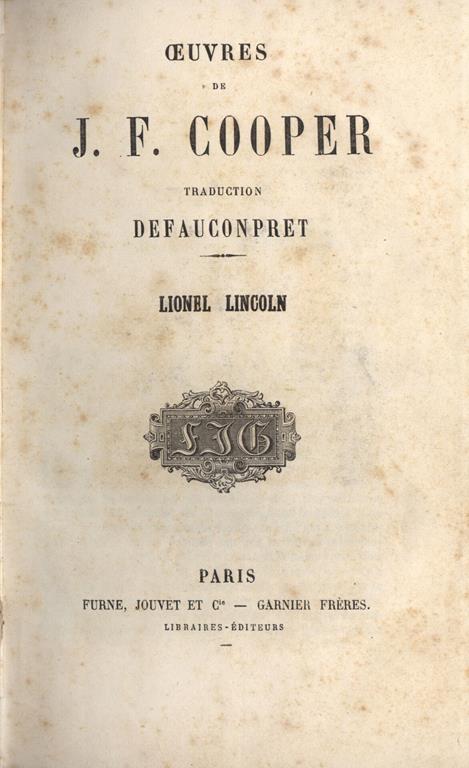 Lionel Lincoln - J. Fenimore Cooper - copertina