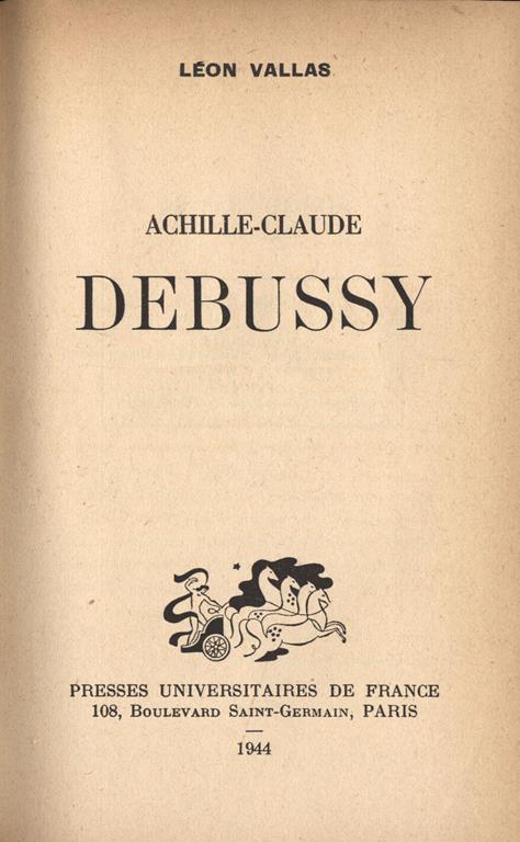 Achille-Claude Debussy - Léon Vallas - copertina