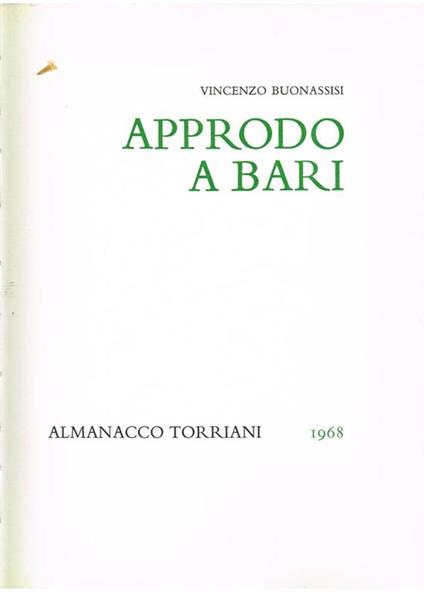 Approdo a Bari - Vincenzo Buonassisi - copertina