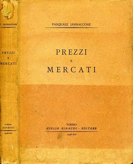 Prezzi e Mercati - Pasquale Jannaccone - copertina