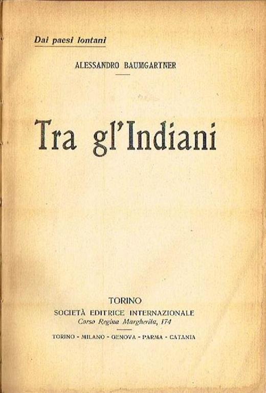 Tra gl'indiani - Alexander G. Baumgarten - copertina