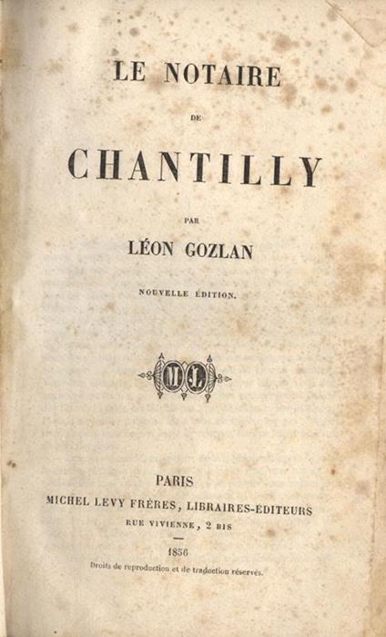 Le notaire de Chantilly - Léon Gozlan - copertina