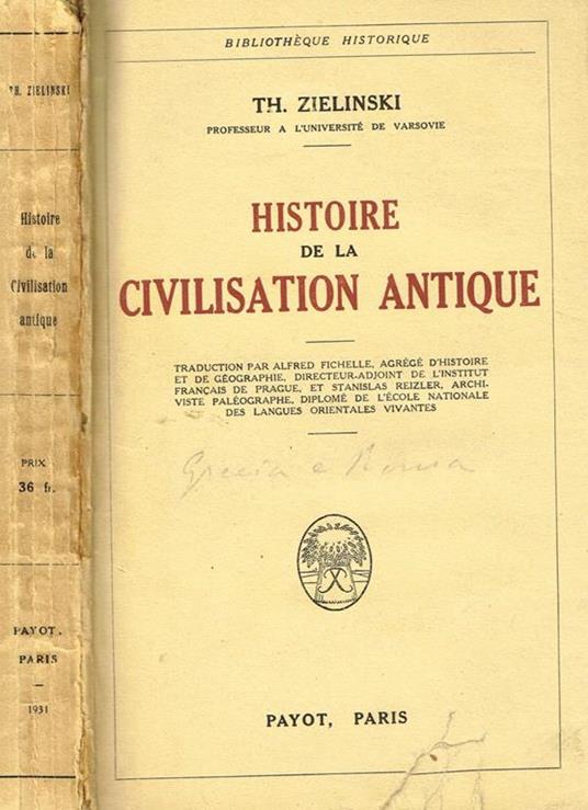 Histoire de la civilisation antique - Th. Zielinski - copertina