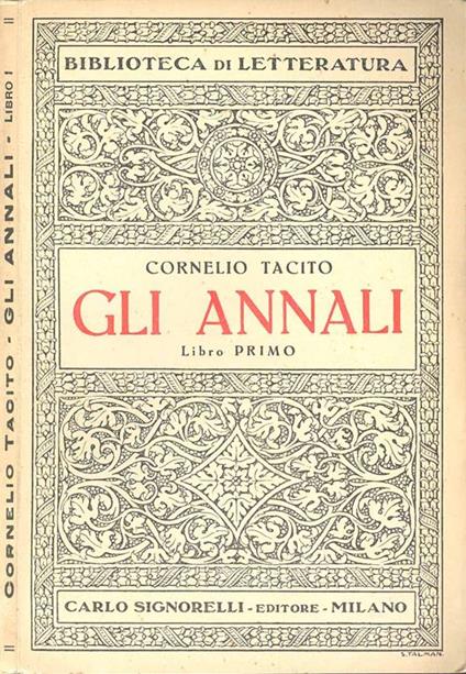 Gli annali - P. Cornelio Tacito - copertina