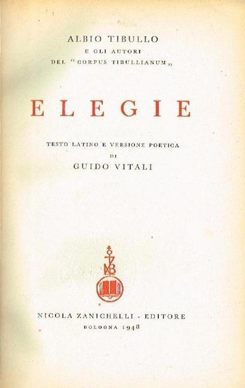 Elegie - Albio Tibullo - copertina