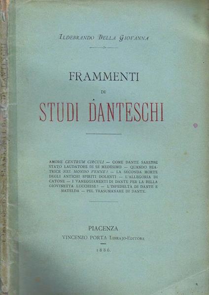 Frammenti di Studi Danteschi - Ildebrando Della Giovanna - copertina