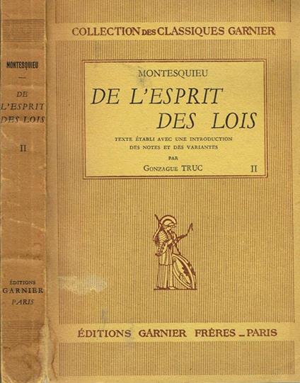 De L'Esprit Des Lois Vol.II - Charles L. de Montesquieu - copertina