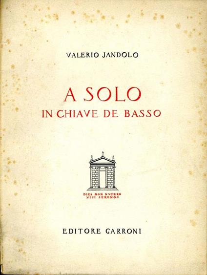 A Solo in Chiave De Basso - Valerio Jandolo - copertina