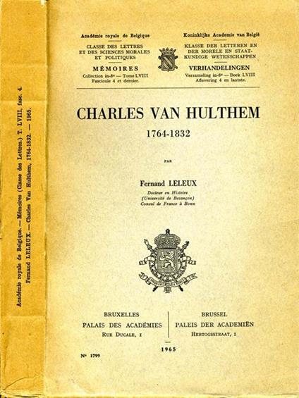 Charles Van Hulthem. 1764-1832 - Leleu - copertina