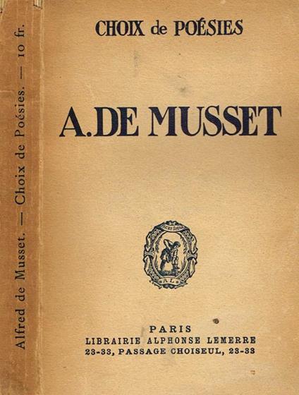 ChoIX de poesies - Alfred de Musset - copertina