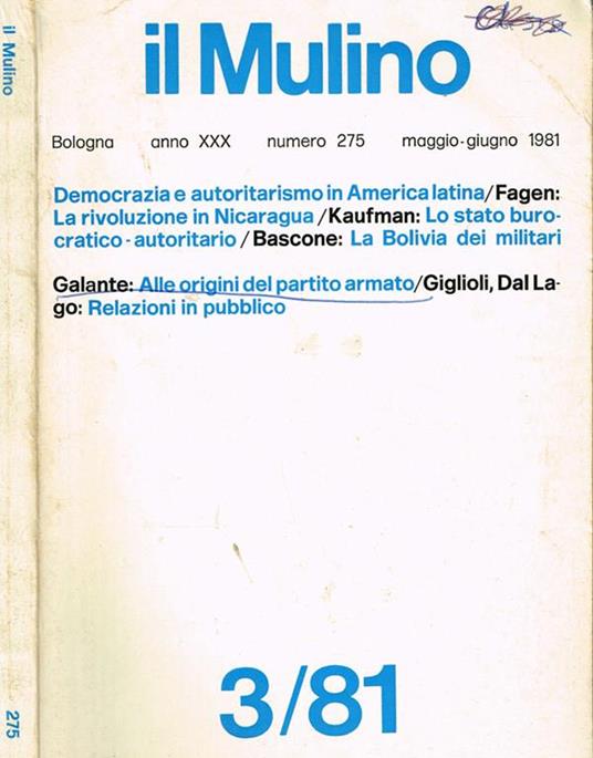 Il Mulino Anno XXx N. 275 - Gianfranco Pasquino - copertina