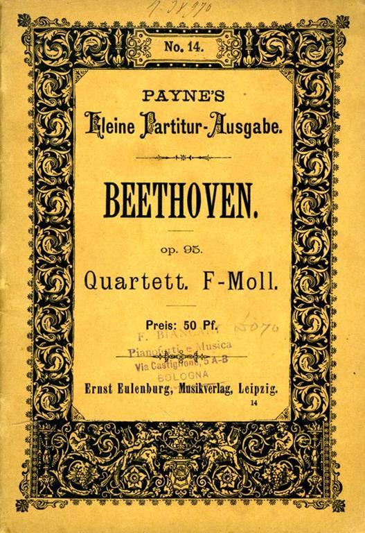 Op. 95. Quartett f-moll - Ludwig van Beethoven - copertina