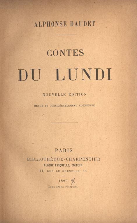 Contes du lundi - Alphonse Daudet - copertina