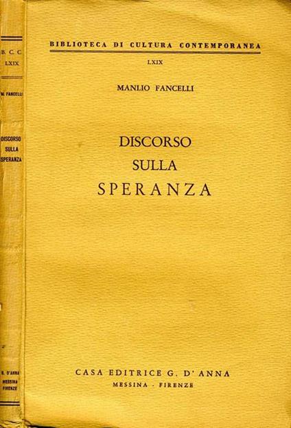 Discorso Sulla Speranza - Manlio Fancelli - copertina