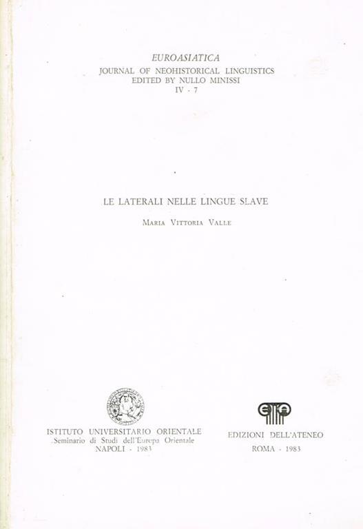 Le laterali nelle lingue slave - Maria Vittoria Valle - copertina