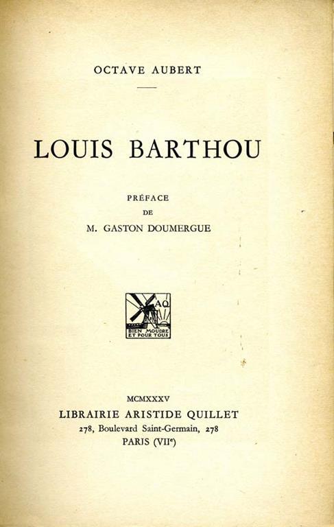 Louis Barthou - Octave Aubert - copertina