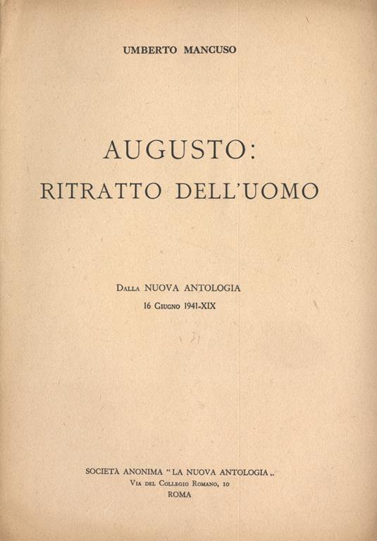 Augusto: ritratto dell' uomo - Umberto Mancuso - copertina