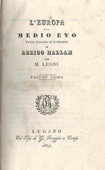 L' Europa nel Medio Evo - Henry Hallam - copertina