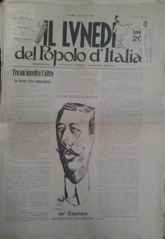 Il Lunedì del popolo d'Italia- Anno III - copertina