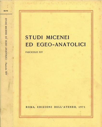 Studi Micenei ed Egeo-Anatolici VOL. XLVII. Fascicolo XIV - copertina