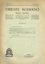 Oriente Moderno Anno Viii N. 11. Rivista Mensile D'Informazione E Di Sturi Per La Diffusione Della Conoscenza Dell'Oriente, Sopra Tutto Musulmano