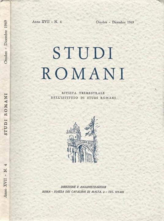 Studi Romani Anno XVII-N. 4. Rivista trimestrale dell'Istituto di Studi Romani - copertina