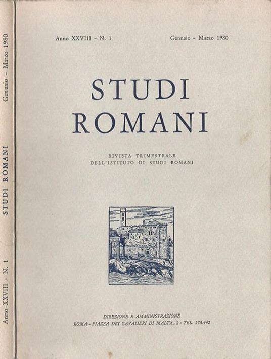 Studi Romani Anno XXVIII-N. 1. Rivista trimestrale dell'Istituto di Studi Romani - copertina