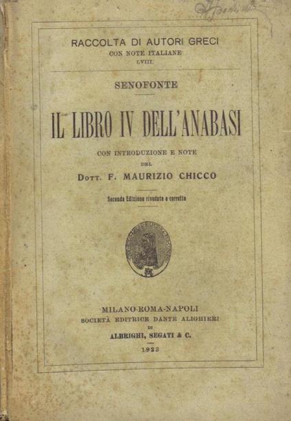 Il Libro IV dell'Anabasi - Senofonte - copertina