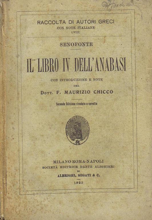 Il Libro IV dell'Anabasi - Senofonte - copertina