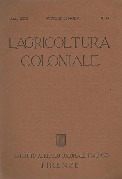 L' agricoltura coloniale n. 10 - copertina