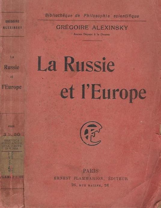 La Russie et l' Europe - Grigorij Aleksinskij - copertina