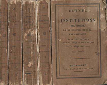 Histoire des institutions de Moise et du peuple hébreu - Joseph Salvador - copertina