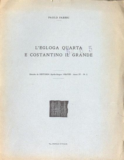 L' egloga quarta e Costantino il Grande - Paolo Fabbri - copertina