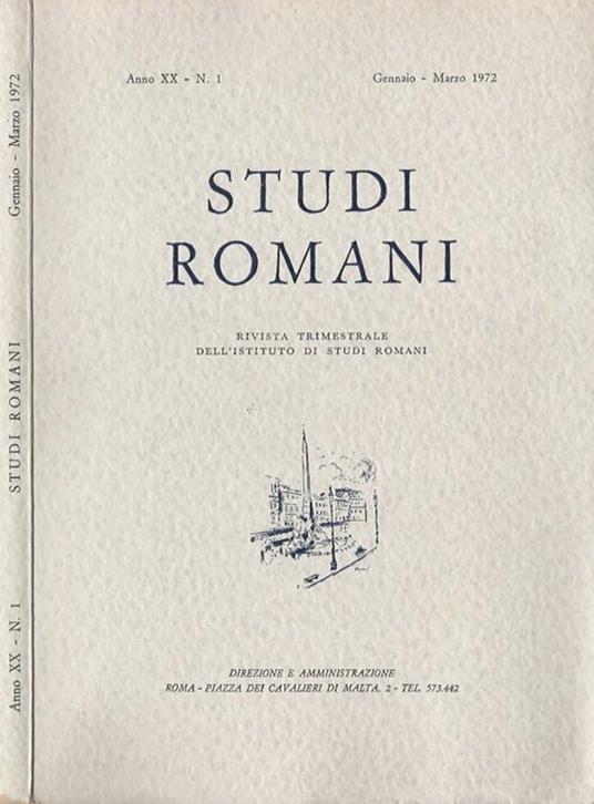 Studi Romani Anno XX-N. 1. Rivista trimestrale dell'Istituto di Studi Romani - copertina