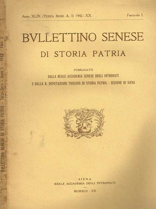 Bullettino senese di storia patria (terza serie, anno i)1942 - copertina