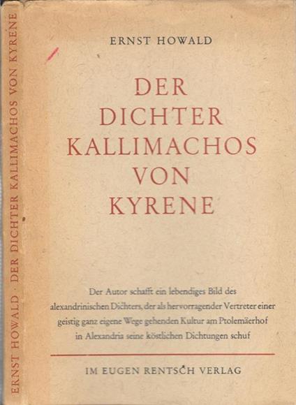 Der Dichter Kallimachos Von Kyrene - Ernst Howald - copertina