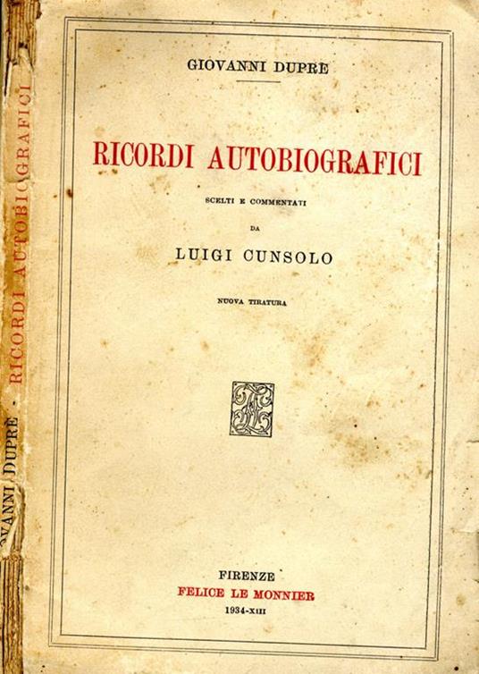 Ricordi Autobiografici - Giovanni Dupré - copertina