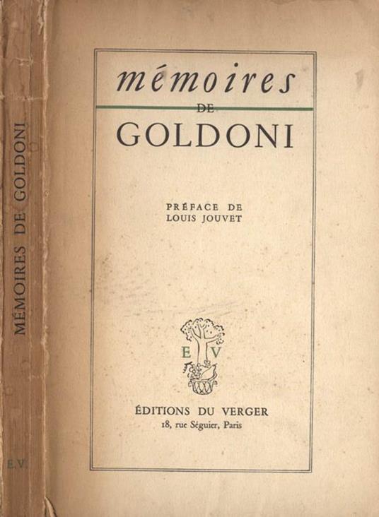 Mémoires de Goldoni. Précédé duu\Bonhomme Goldoni\"" - Marcel Lapierre - copertina