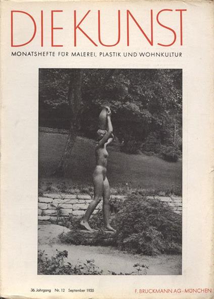 Die Kunst. Anno 36 n. 12. Monatshefte fur malerei plastik und wohnkultur - copertina