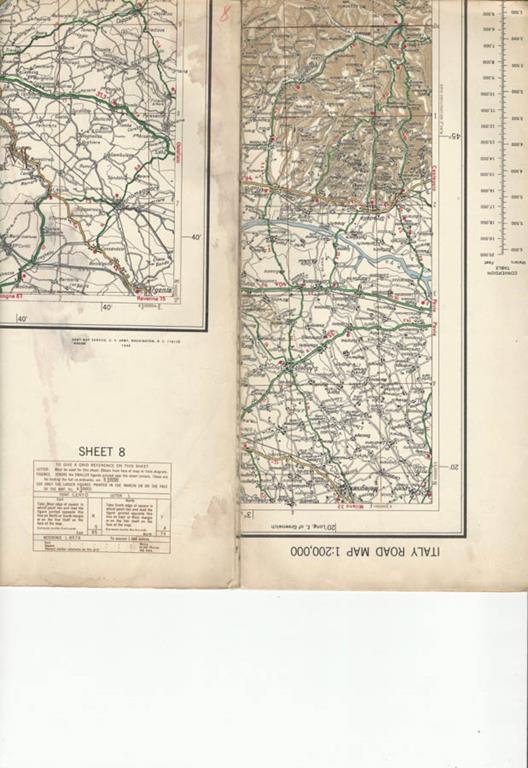 U. S. Army-Italy Road Map-Sheet 8. A. M. S. M592 - copertina