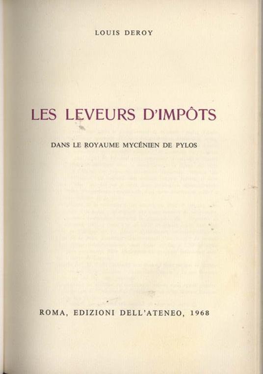 Les Leveurs D'Impots. Dans le royaume mycénien de pylos - Louis Deroy - copertina