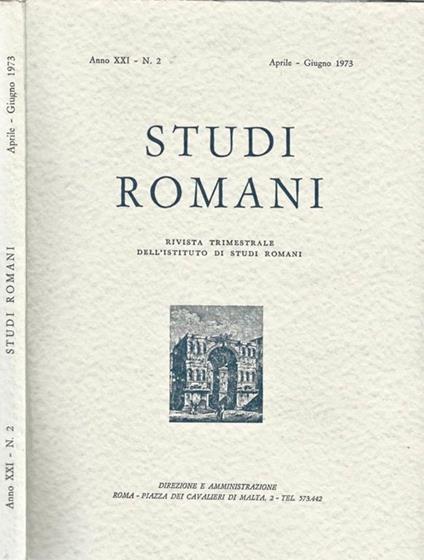 Studi Romani Anno XXI-N. 2. Rivista trimestrale dell'Istituto di Studi Romani - copertina