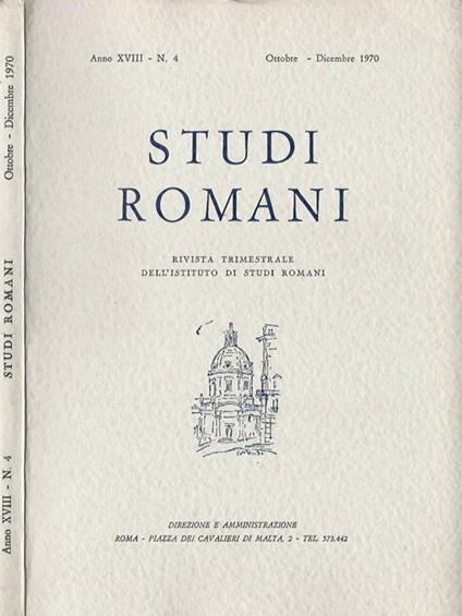 Studi Romani Anno XVIII-N. 4. Rivista trimestrale dell'Istituto di Studi Romani - copertina