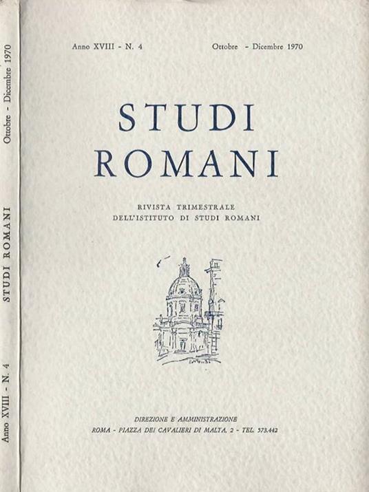 Studi Romani Anno XVIII-N. 4. Rivista trimestrale dell'Istituto di Studi Romani - copertina