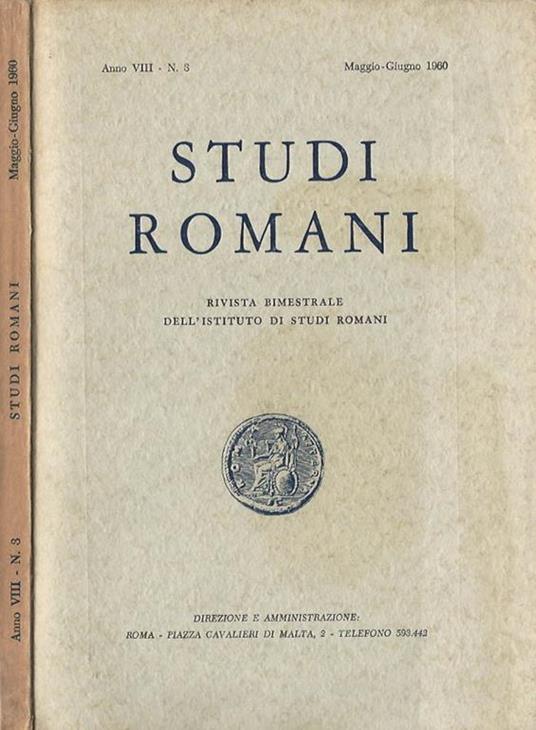 Studi Romani anno VIII-N. 3. Rivista bimestrale dell'Istituto di Studi Romani - copertina