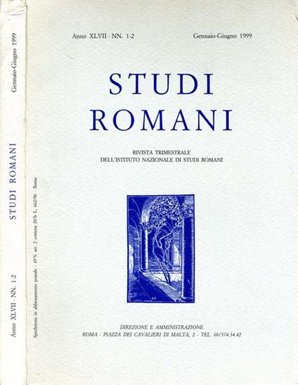 Studi Romani. Rivista trimestrale dell'istituto nazionale di studi romani - copertina