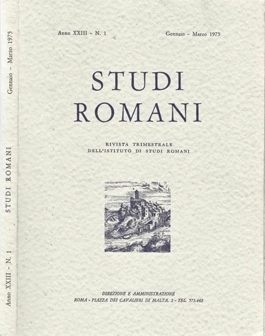 Studi Romani Anno XXIII-N. 1. Rivista trimestrale dell'Istituto di Studi Romani - copertina