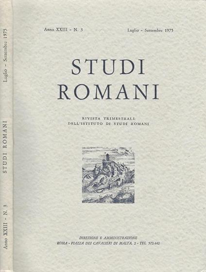 Studi Romani (Anno XXIII-N. 3). Rivista trimestrale dell'Istituto di Studi Romani - copertina