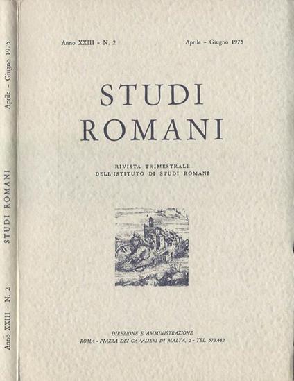 Studi Romani Anno XXIII-N. 2. Rivista trimestrale dell'Istituto di Studi Romani - copertina